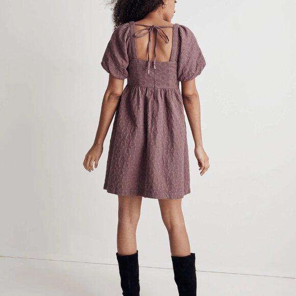 Madewell Floral Quilted Puff-Sleeve Mini Babydoll Dress - S - Picture 3 of 5